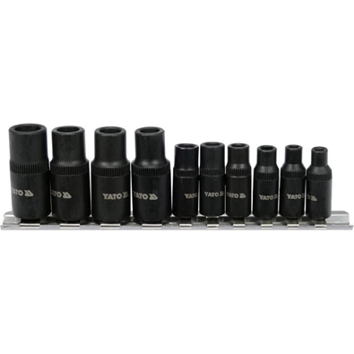 YATO Menetfúró dugókulcs adapter készlet 10 részes 1/4,3/8