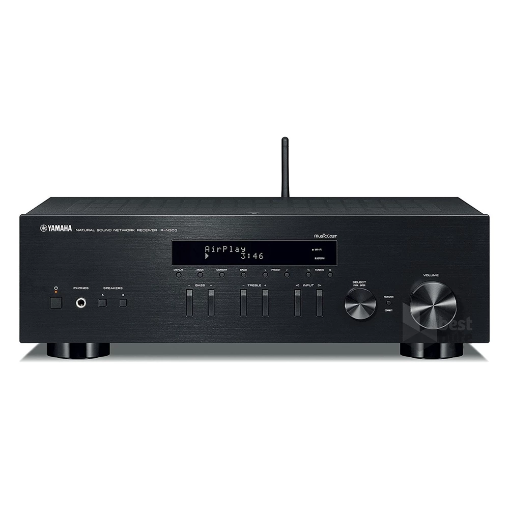 Yamaha R-N303 DBL fekete Bluetooth-os sztereó hálózati rádió erősítő