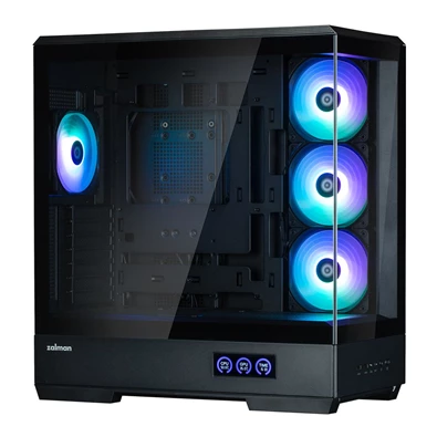Zalman P50 DS Black fekete (táp nélküli) ablakos ATX ház