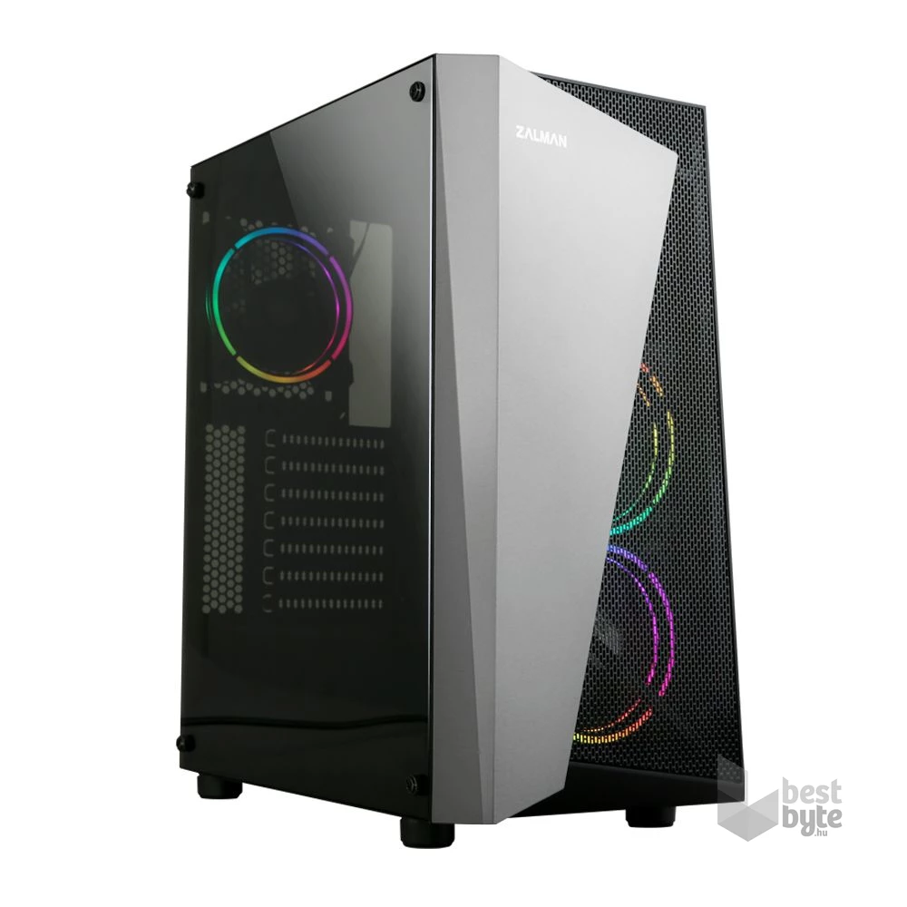 Zalman S4 PLUS fekete (táp nélküli) ablakos ATX ház