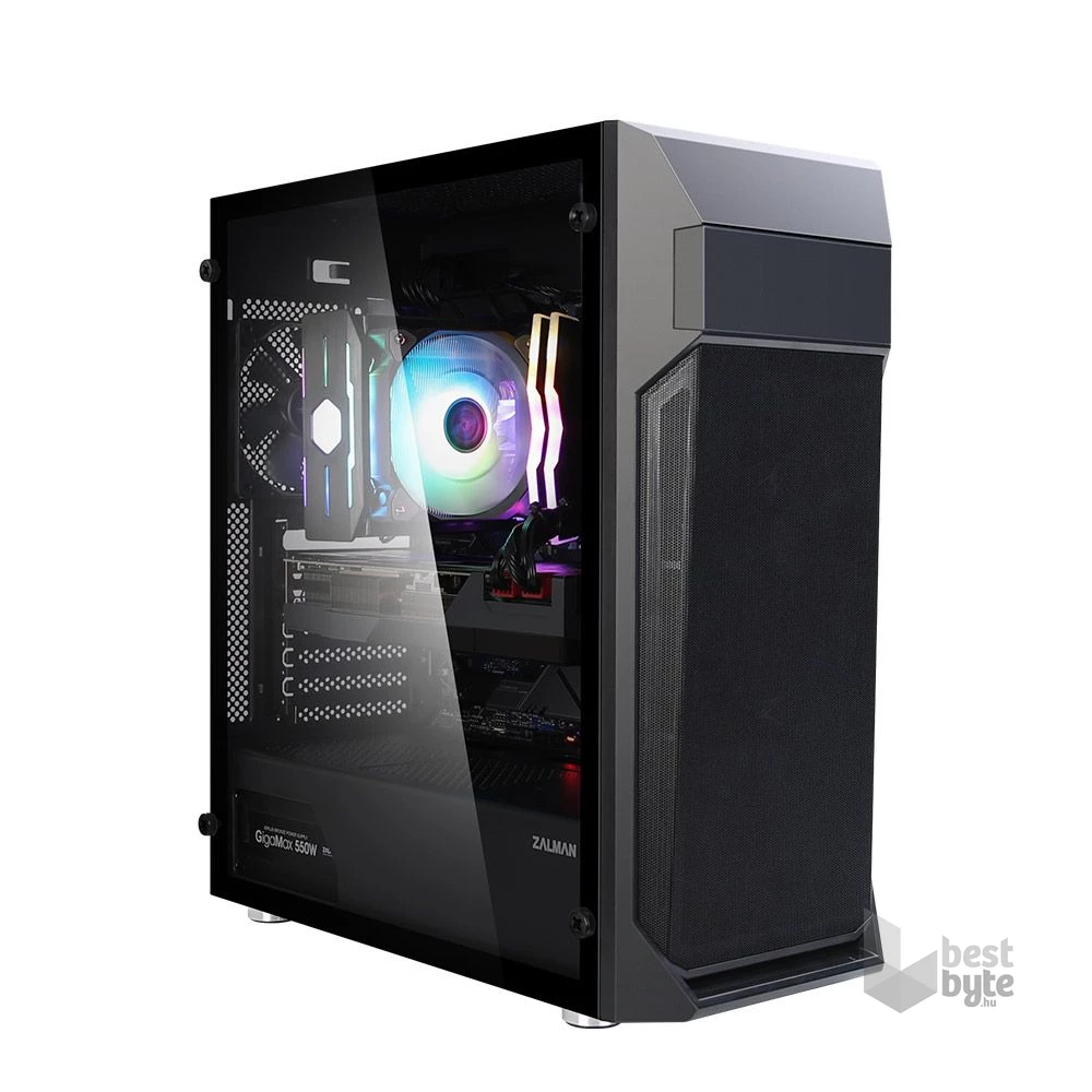 Zalman Z1 PLUS fekete (táp nélküli) ablakos ATX ház