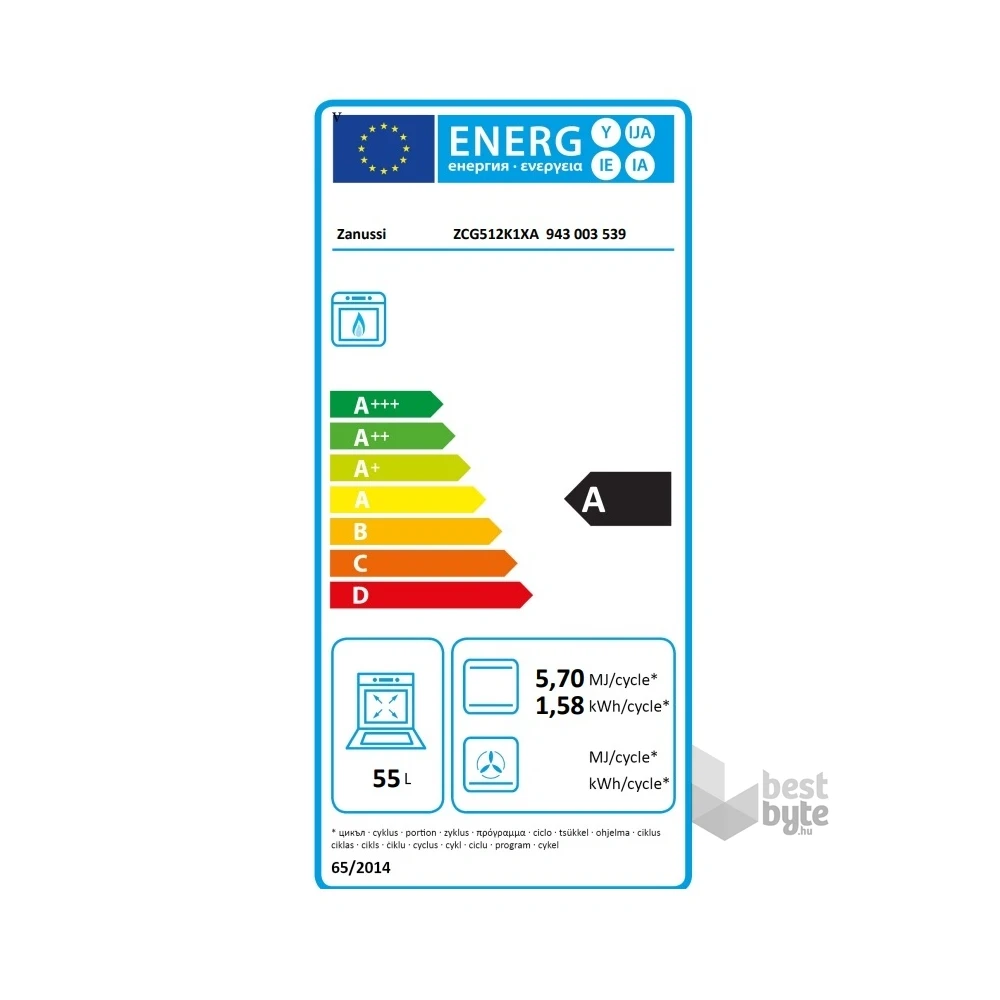 Zanussi ZCG512K1XA inox, szabadonálló, gáz, főzőzóna: 4, sütő:55L, grill, tűzhely