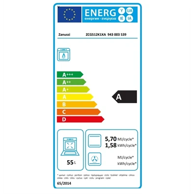 Zanussi ZCG512K1XA inox, szabadonálló, gáz, főzőzóna: 4, sütő:55L, grill, tűzhely