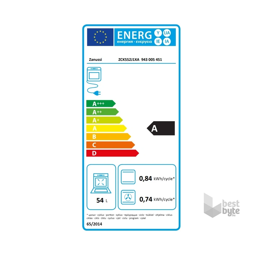 Zanussi ZCK552J1XA inox, szabadonálló, gáz, kombinált, főzőzóna: 4, sütő:54L, grill, tűzhely
