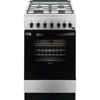 Zanussi ZCK552J1XA inox, szabadonálló, gáz, kombinált, főzőzóna: 4, sütő:54L, grill, tűzhely