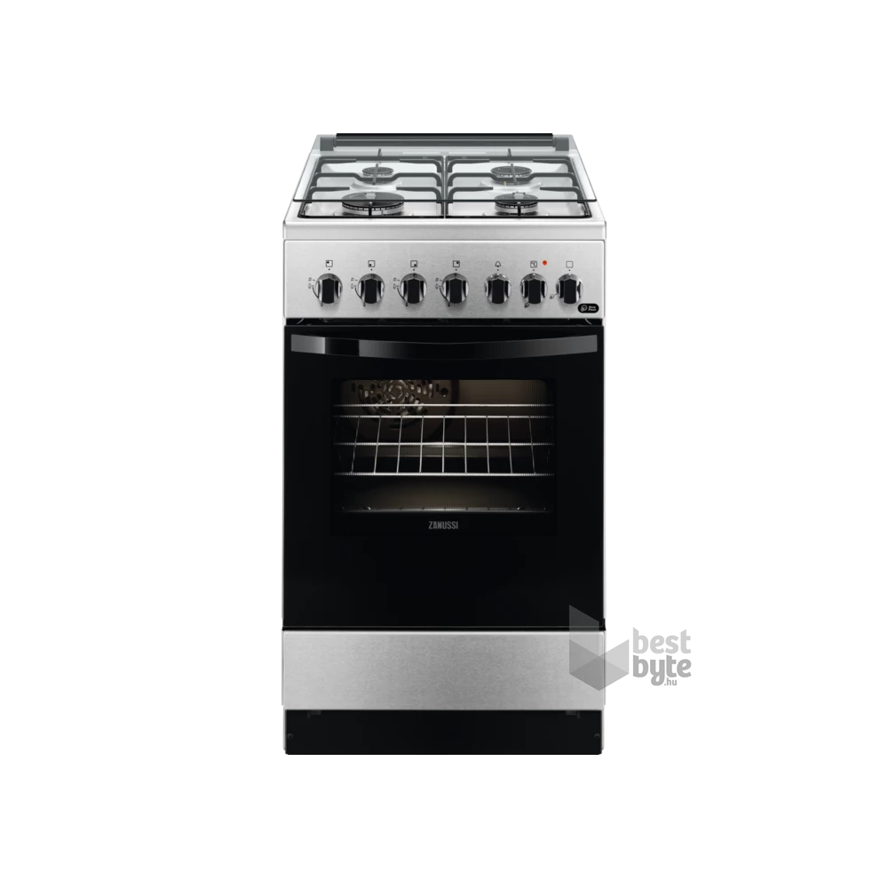 Zanussi ZCK552J1XA inox, szabadonálló, gáz, kombinált, főzőzóna: 4, sütő:54L, grill, tűzhely