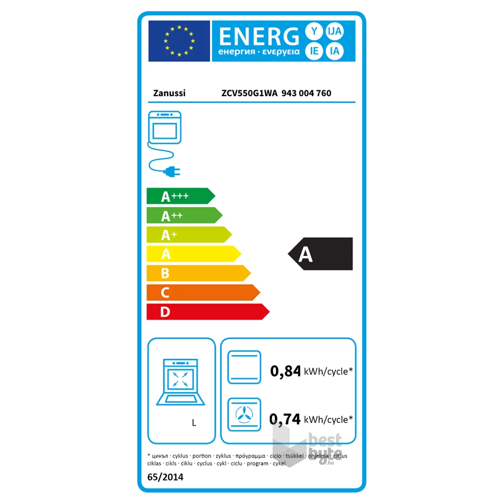 Zanussi ZCV 550G1WA fehér, szabadonálló, kerámialapos, elektromos, főzőzóna: 4, sütő:54L, grill, tűzhely