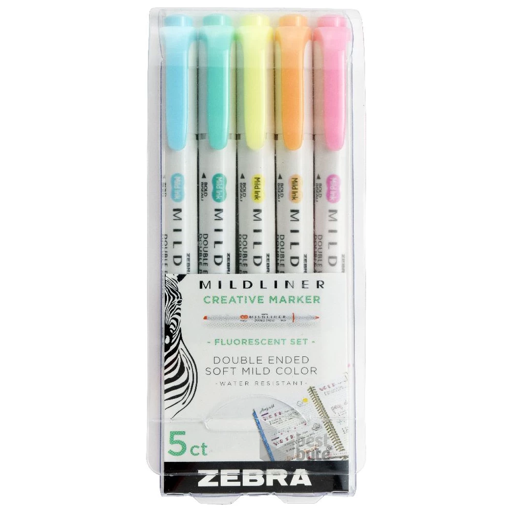 Zebra Mildliner Fluorescent 5db-os kettős végű szövegkiemelő készlet