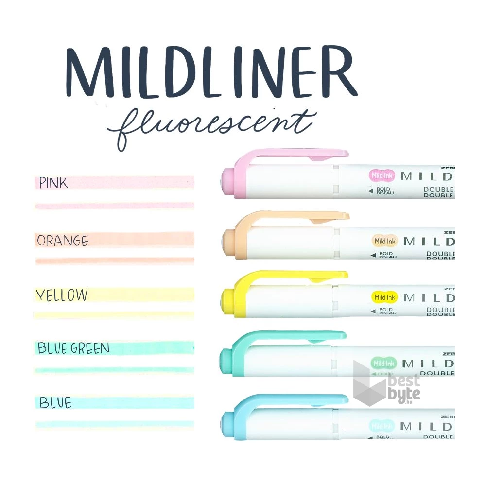 Zebra Mildliner Fluorescent 5db-os kettős végű szövegkiemelő készlet