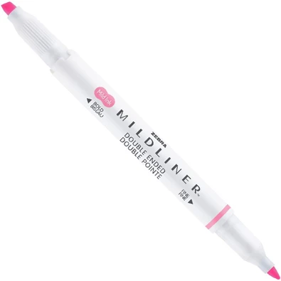 Zebra Mildliner Fluorescent rózsaszín kettős végű szövegkiemelő