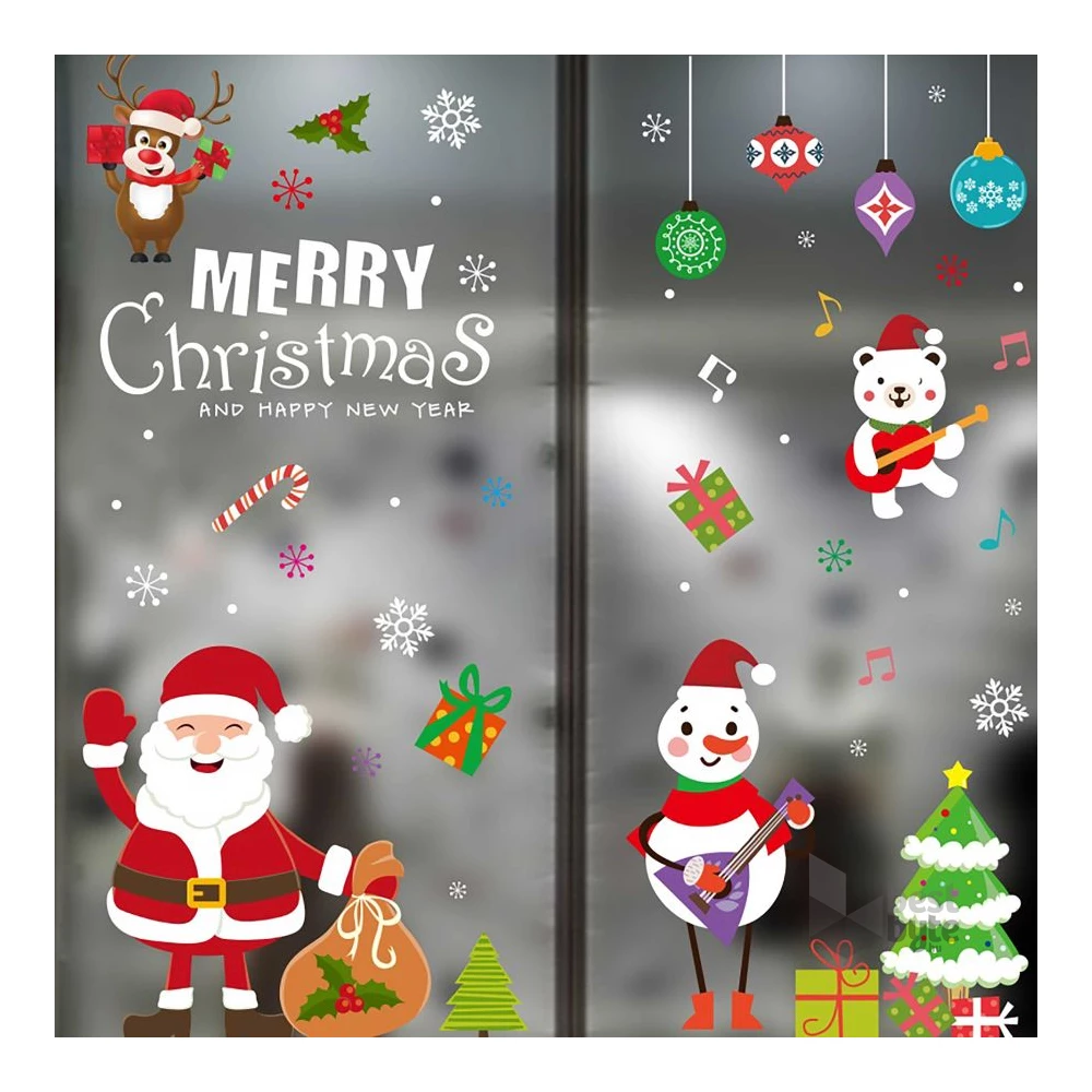 Zenés karácsonyi mintás/35x50cm páraálló karácsonyi ablakdísz