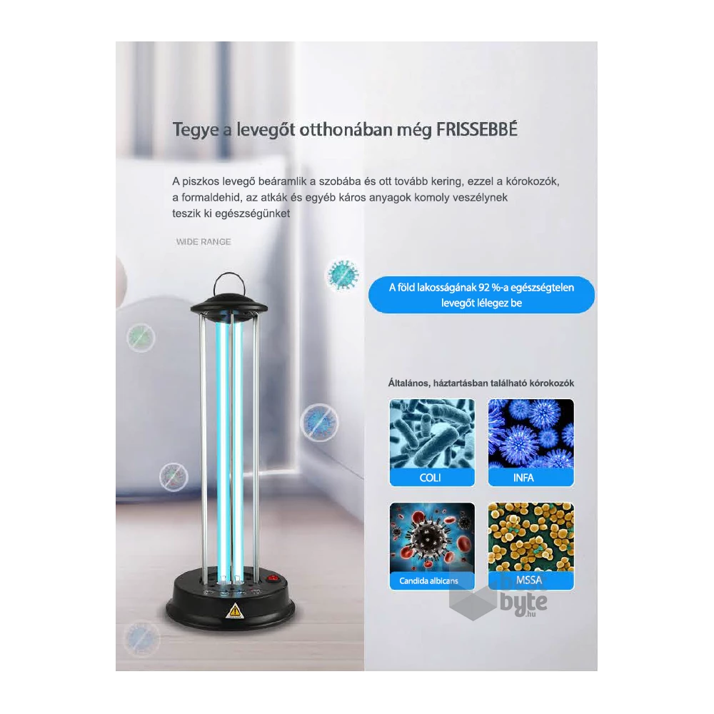 Zinas ZN-UVL07 UV/UV+ózongenerátoros fertőtlenítő lámpa