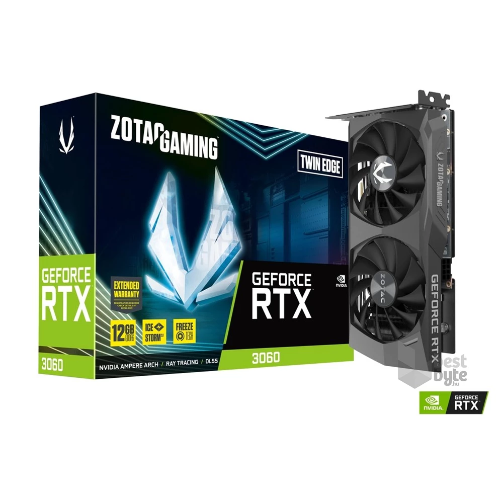 Zotac GAMING GeForce RTX 3060 Twin Edge nVidia 12GB GDDR6 192bit  PCIe videokártya
