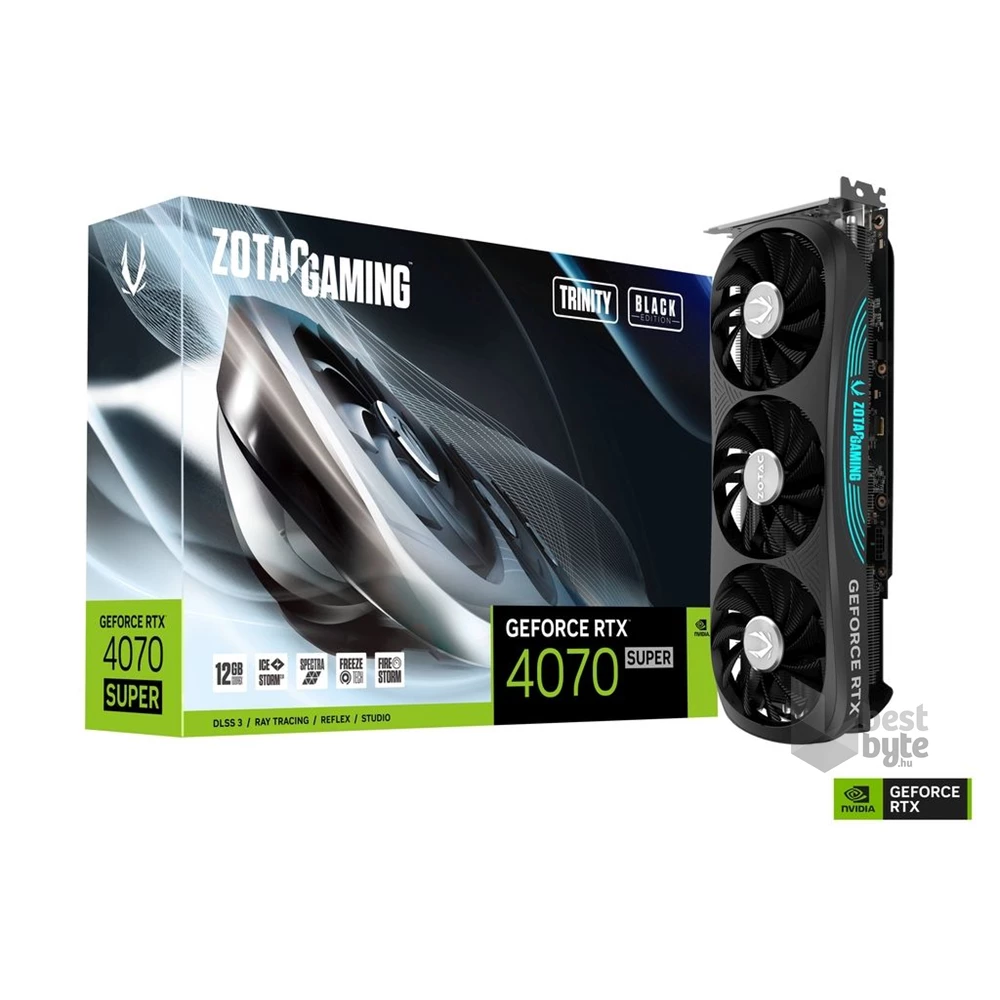 Zotac GeForce RTX 4070 SUPER Trinity Black Edition nVidia 12GB GDDR6X 192bit PCIe videókártya