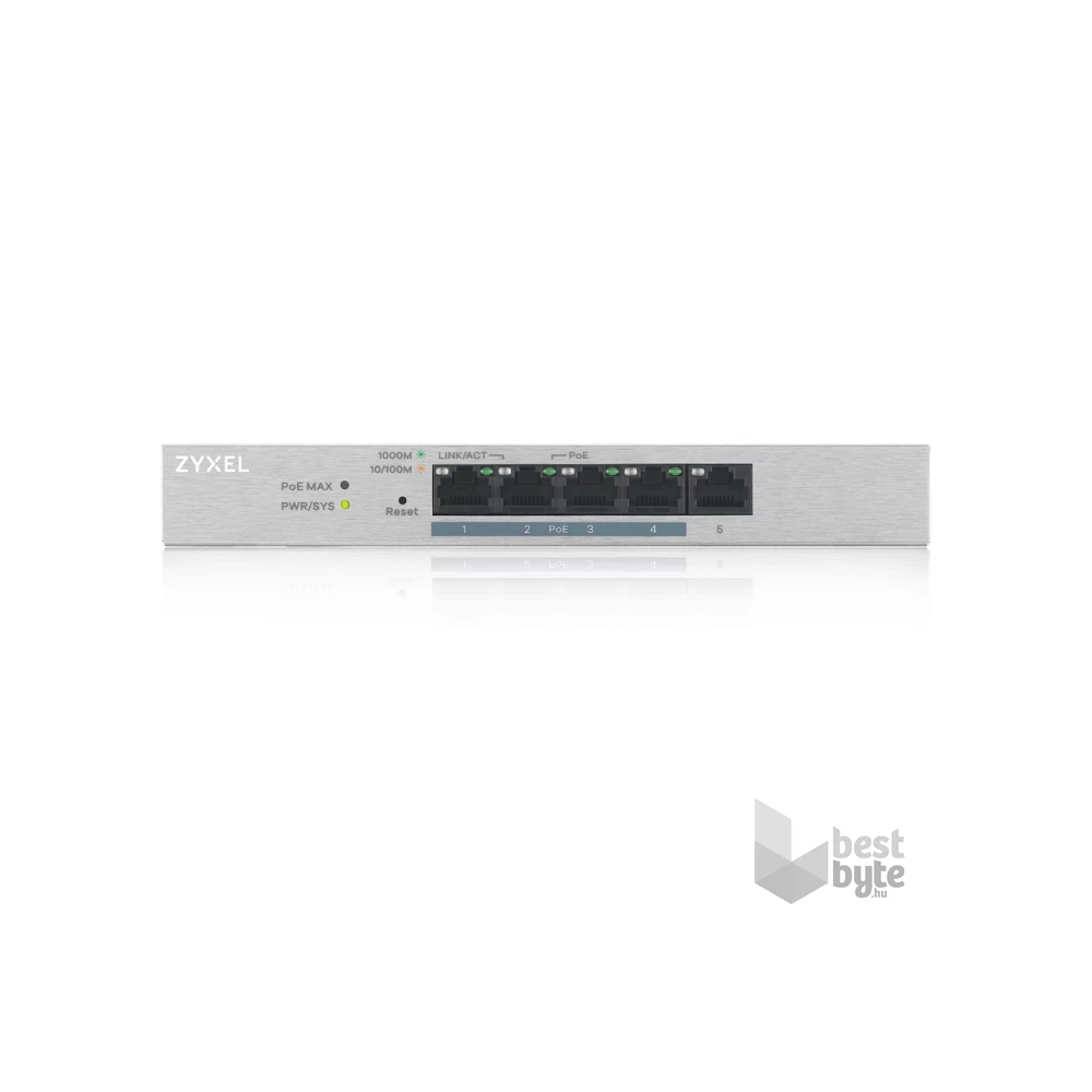 ZyXEL GS1200-5HP v2 5port GbE LAN PoE (60W) web menedzselhető asztali switch