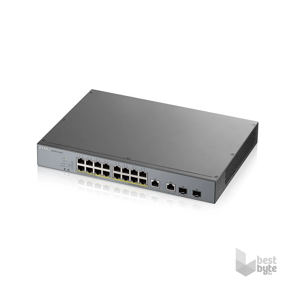 Zyxel GS1350-18HP 16x GbE LAN PoE (250W) 2x GbE RJ45/SFP Combo port smart menedzselhető CCTV PoE switch
