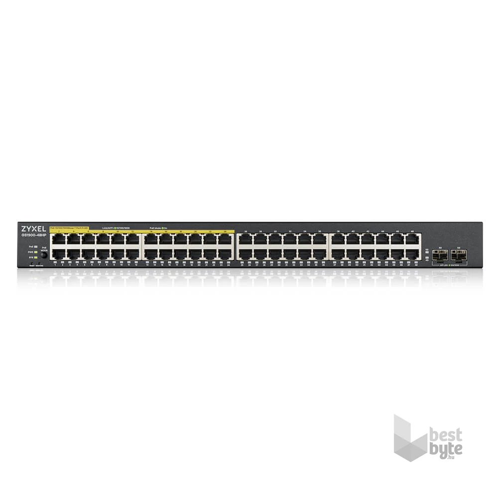 ZyXEL GS1900-48HPv2 48port GbE LAN PoE (170W) smart menedzselhető PoE switch