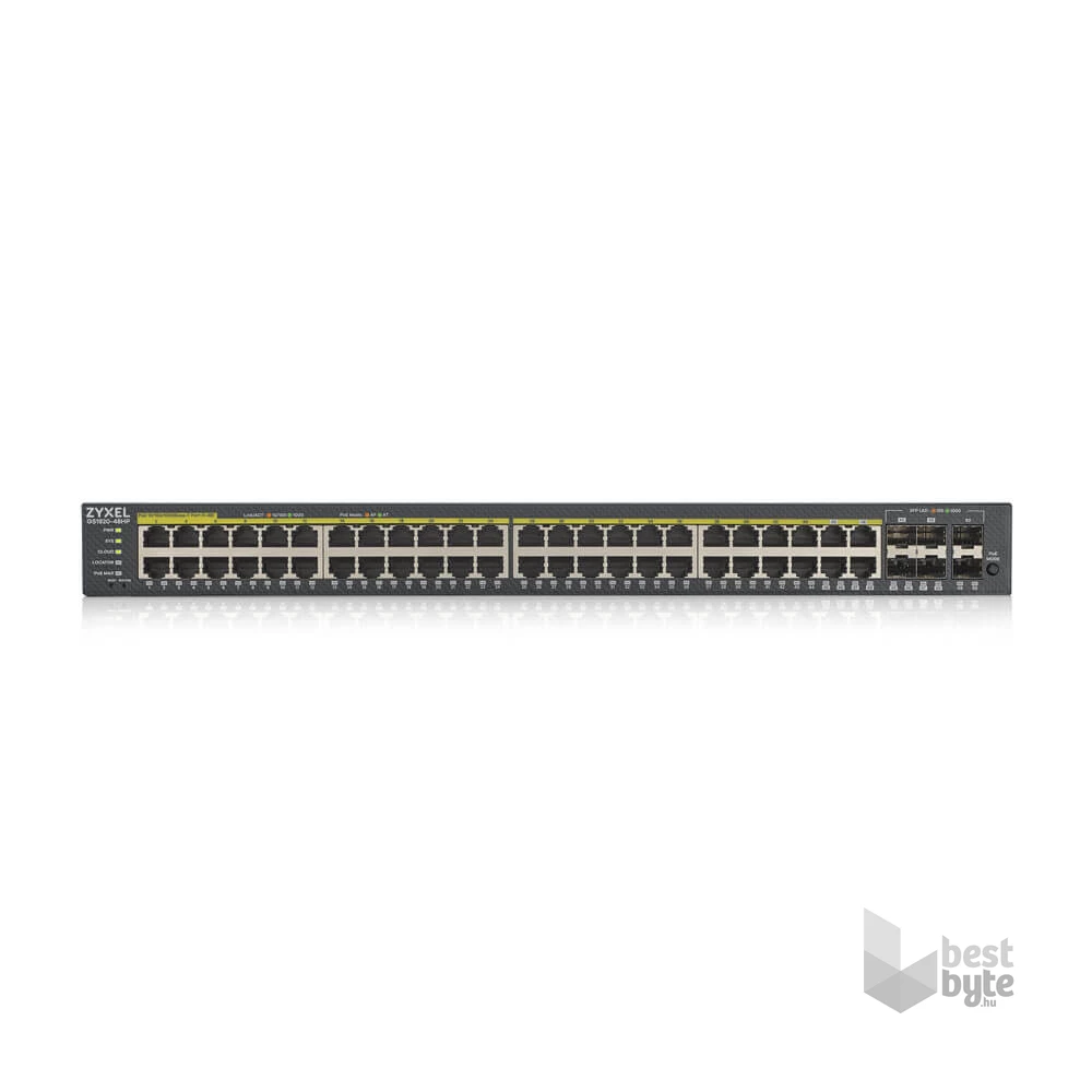 ZyXEL GS1920-48HPv2 48port GbE LAN PoE (375W) 4port Gbe combo RJ45/SFP L2 menedzselhető PoE switch