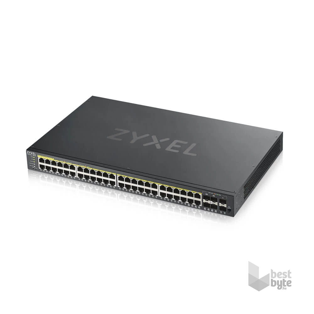 ZyXEL GS1920-48HPv2 48port GbE LAN PoE (375W) 4port Gbe combo RJ45/SFP L2 menedzselhető PoE switch