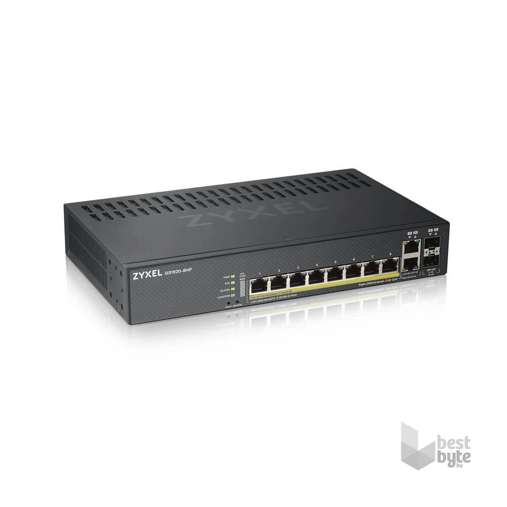 Zyxel GS1920-8HPv2 8port GbE LAN PoE (130W) 2port Gbe combo RJ45/SFP L2 menedzselhető switch