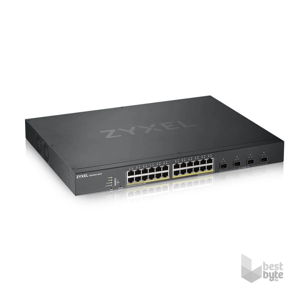 Zyxel XGS1930-28HP 24port GbE LAN PoE (375W) 4port 10GbE SFP+ L2+ menedzselhető switch