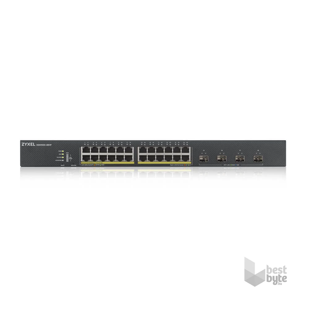 ZyXEL XGS1930-28HP 24port GbE LAN PoE (375W) 4port 10GbE SFP+ L2+ menedzselhető switch