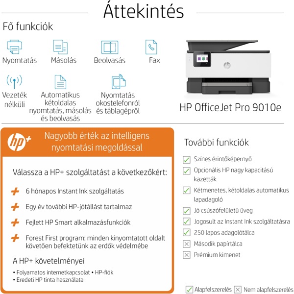 HP OfficeJet Pro 9010E All-in-One multifunkciós tintasugaras Instant Ink ready nyomtató - 7