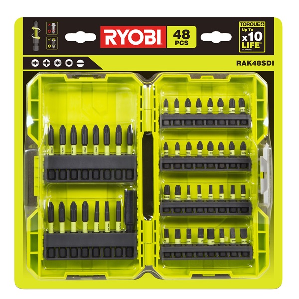 Ryobi RAK48SDI 48 db-os TORQUE + csavarhúzó bitkészlet - 2