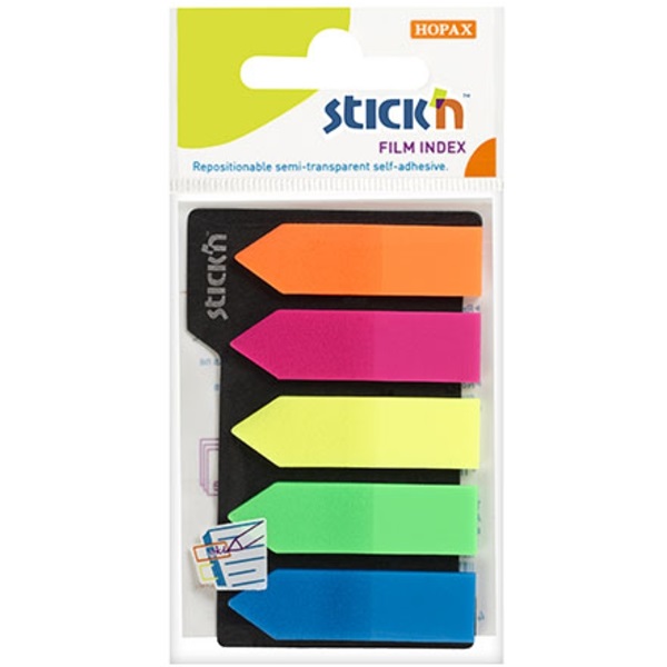 StickN 21143 42x12mm 5x25lapos nyíl formájú neon oldaljelölő címke